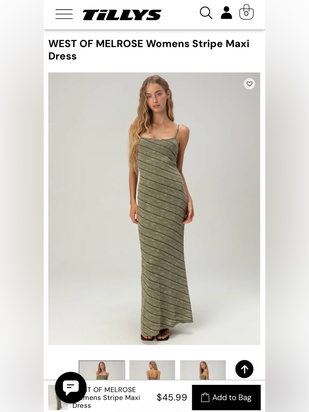Tilly’s WEST OF MELROSE Womens Stripe Maxi Dress size large